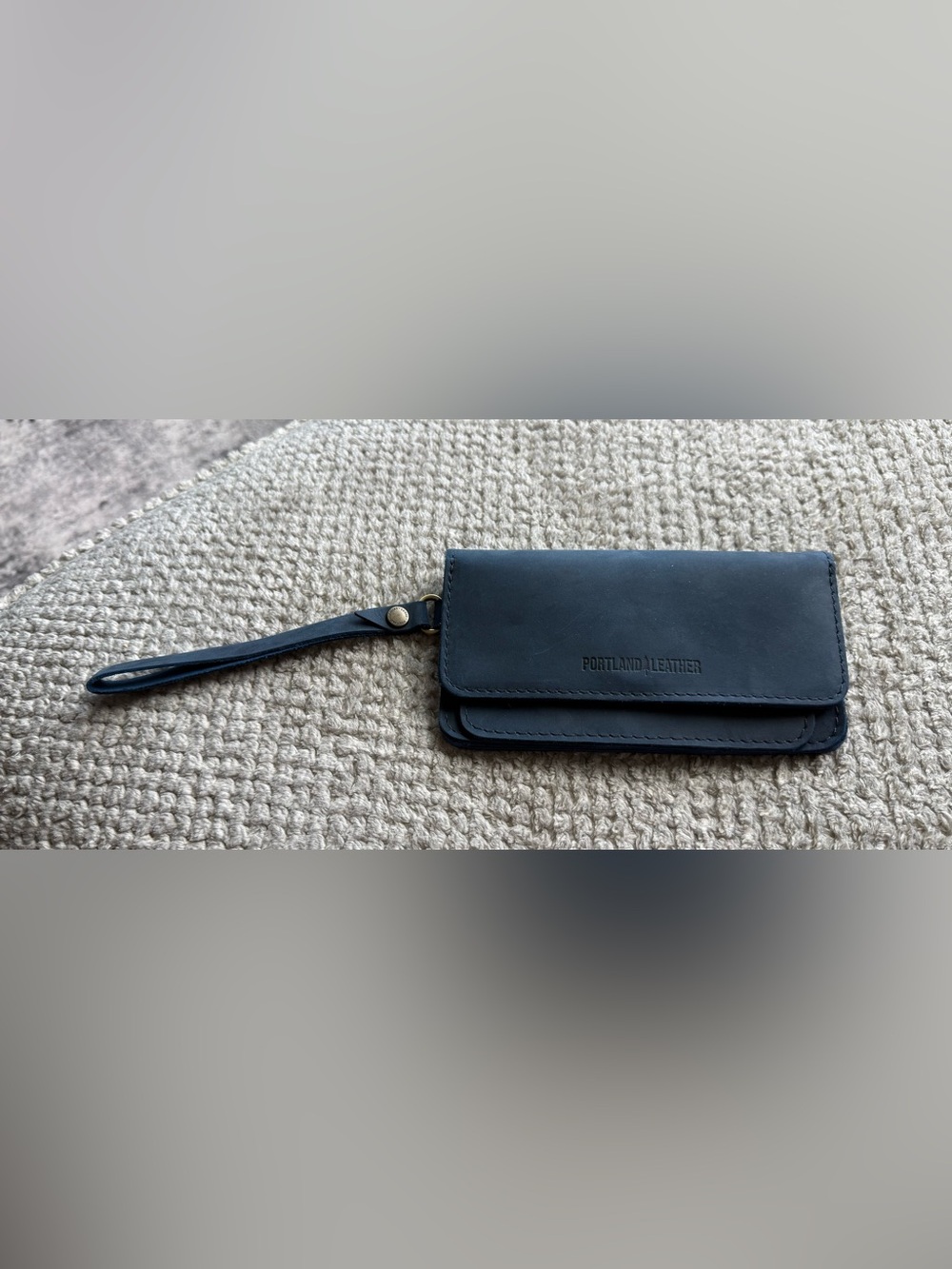 Portland Leather Lily Wristlet Deep Water Navy EUC